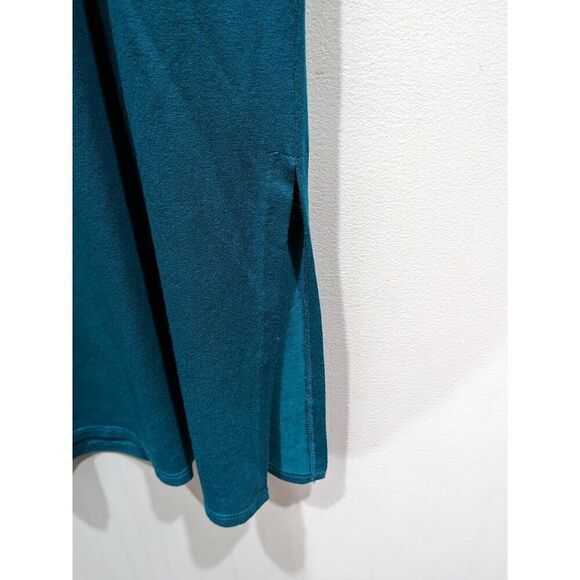 EILEEN FISHER Jewel Blue Stretch Viscose Jersey Cap Sleeve Shift Midi Dress, S/P - Picture 5 of 8